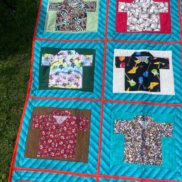 Colorful handmade Shirt Quilt - Picture 4 of 11